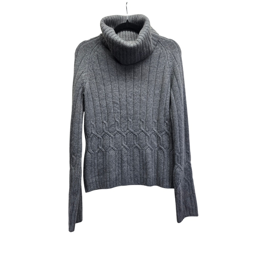 Casual Corner Cashmere‎ Gray Ribbed Cable Knit Turtleneck Sweater Womens Small
